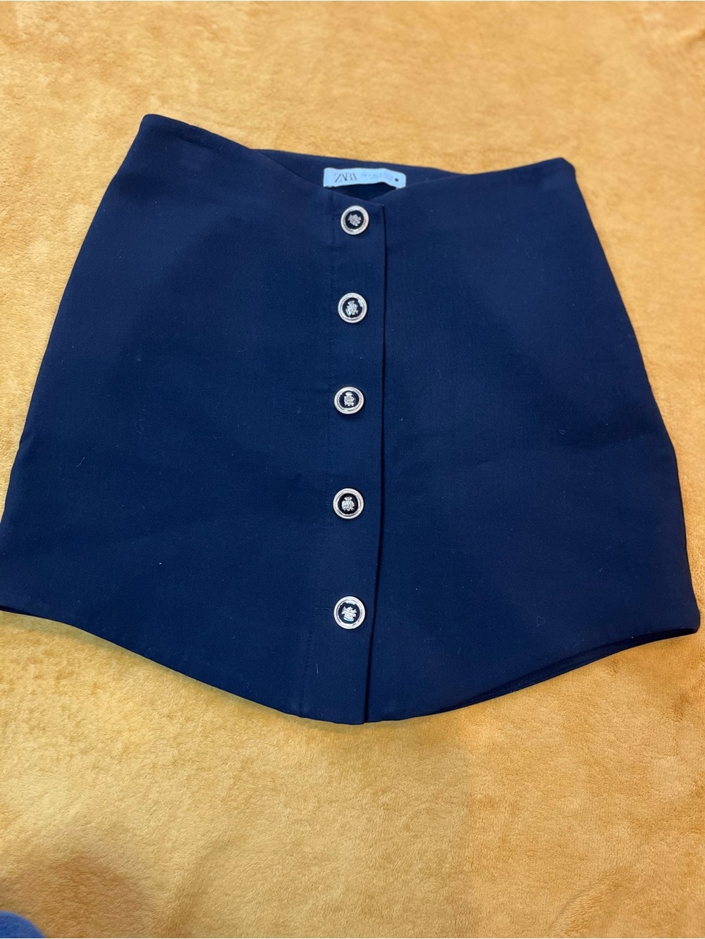 Zara Navy Button-Front Mini Skirt - Picture 2 of 8